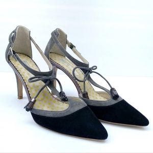 Boden Alice Tassel Suede T Strap Heels